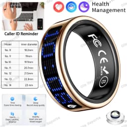 Call ID Reminder Smart Ring Display Screen Touch,Tasbih Counter,Health Manager,5ATM Waterproof Multiple Sport Mode MenWomen HT30