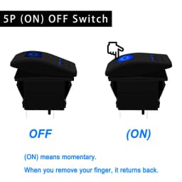 Waterproof Rocker Switch with Blue LED | 12V/24V Latching & Momentary (SPST/ DPDT) | for Marine, UTV, ATV, RZR, Automotive