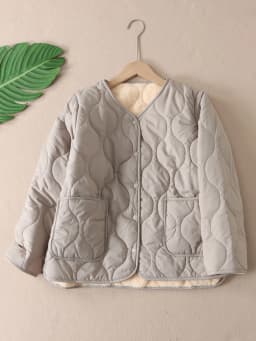 Thickened Fleece Lined V-Neck Women's Cotton Jacket Lightweight Warm Outerwear Windproof Innerwear Cotton Padded Coat W3173