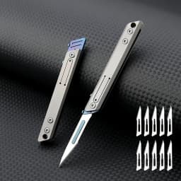 Mini Titanium Alloy Scalpel Utility Cutter, Portable EDC Replaceable Surgical Blade Keychain Knife For Unboxing DIY Craft Carvin