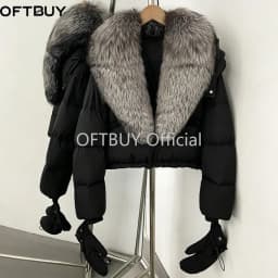 OFTBUY New Short Outerwear Hood Duck Down Luxury Real Fur Down Jacket with Removable Gloves Women Puffer Coat with Real Fox Fur