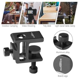 360 Degree Rotation Table Mount Clamp Aluminum Alloy Lantern Stand Clip Adjustable Height Camping Lamp Pole Table Clip for Table