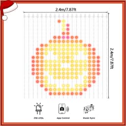 256/400LEDs Smart Curtain Lights Curtain String Lights Dynamic DIY Color Changing Pattern Text APP Remote for Home Party Decor