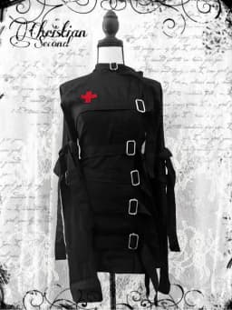 Punk Goth Bondage Strap Buckle Jacket Women Zip‑Up Flare Long Sleeve Top Dark Aesthetic Y2K StreetwearAdjustable StrapOuterwear