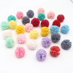 30-60 Pcs 2.5 Cm Lace Gauze Elastic Flower Ball DIY Craft Supplies Headwear Jewelry DIY Pendant Material Yarn Ball Pompons