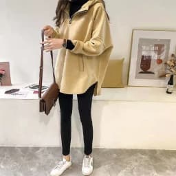 Women's Hooded Sweatshirt Solid Color Half Zipper Pullover With Pockets Loose Comfortable Versatile Casual Daily Wear Sweatshirt