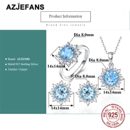 AZJEFANS 925 Sterling Silver Top Quality Snowflake Necklaces Earrings Rings Gifts Fine Jewelry