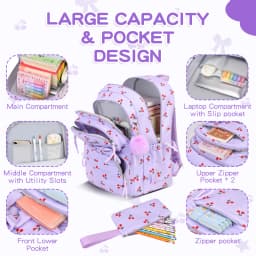 3pcs/set school backpack for girls cherry pattern primary school girl Corduroy backpack kids bookbag lunch bag pencil bag set