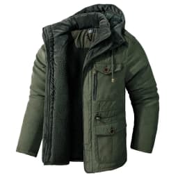 Winter Thick Warm Jacket Men Casual Thick Hooded Windproof Parka Solid Color Plus Size Multi Pocket Men Jacket USA SIZE S-2Xl