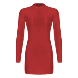 Women's Solid Color Smooth Stretchy Mock Neck Tight Party Dresses Female Dresses Glossy Long Sleeve Bodycon Dress Nightwear