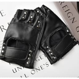 New Women Rivet Stage Performance Punk Sexy Half Finger Leather Gloves Nightclub Queen Female Personality Hip Hop Dance