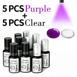 10 Pcs UV Eyelash Glue 6ml Purple Lashes Glue Clear UV Glue Salon Eyelashes Grafting Glue