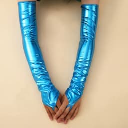 48CM Women Multicolor Patent Leather Hook Finger Gloves Cosplay Stage Performance Electronic Music Festival Bar Pole Dance Solid