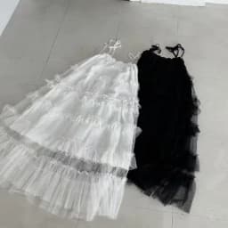 Korean Style Lace Trimmed Mesh Splice Summer New Sweet Biscuit Long Dress Women's Strap Dress Cake Skirt Commute Style