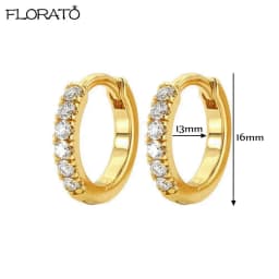 925 Silver Needle Crystal 9mm Small Hoop Earrings for Women Minimal Huggie Earrings Colorful Zircon Piercing Earrings Jewelry