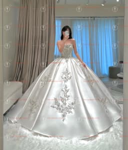 Customized Strapless Sleeveless Ball Gown Satin Beaded Wedding Dress Vestidos De Novia Amanda Novias Amanda Novias Official