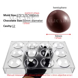 3D Polycarbonate Chocolate Molds Sphere Diamond Chocolate Bonbons Candy Bar Professional Confectionery Baking Pastry Tools
