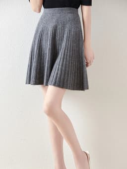 Preppy Style women's 100% Merino Wool Skirts Autumn Winter Pleated Skirt Cashmere Knitwear Short A-Line Above Knee Skirt