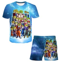 Dragon Ball Z 3D T-shirt Set for Boys Girls Super Goku Saiyan Summer Top+Shorts Children's Short-Sleeve Birthday Gift for Boys