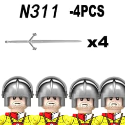 Medieval Infantry Knight Figures Building Blocks England Wars Rose Soldier Castle Military Army Guard Helmet Weapons Bricks Toys