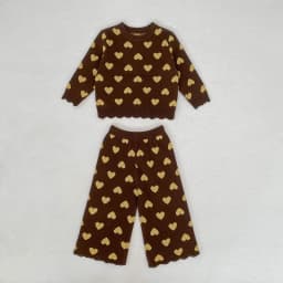MILANCEL New Spring Children's Knitted Set 9M-6T Cute Love Girls Sweater +Pants Sweet Versatile Kids Clothes Baby Outfit 2PCS
