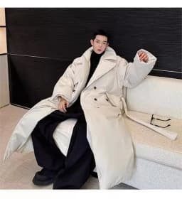 LUZHEN Winter Stylish Double Breasted Long Padded Coat Men's Original Design Thickened Knee-length Trench Trendy 2023 New Cac4db