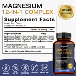 Magnesium Complex Capsules - Support Muscle, Bone, Heart Health, Improve Sleep, Stress & Anxiety Relief - Dietary Supplement