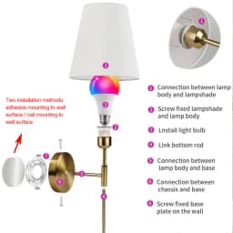 Nordic LED Wall Lamp Charging Function Retro Fabric Black GoldSilver E27 Socket Wireless Remote Control RGB For Bedroom Study