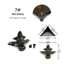 4pcs Jewelry Chest Wood Box Gift Wine Case Decorative Feet Leg Corner Protector Support Bracket with screws Golden Silver Bronze
