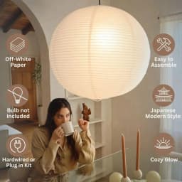 Noguchi Rice Paper Pendant Light for Home Decor Minimalist Japanese Paper Hanging Lamps for Living Room Home Decor Hanging Light