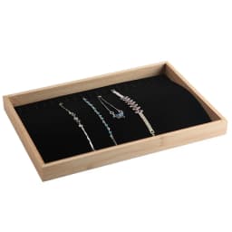 Wood Jewelry Display Tray with Storage Box and Racks for Necklaces, Bracelets, and Accessories