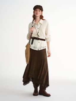 DUSHU Exquisite Plus-Size Women's Clothing Amber Relief' Cut-out Velvet Half Skirt for Flattering Versatile Fashion Half Skirt