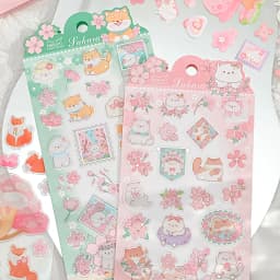 Korean Import Original NEKONI Sakura Animals Cherry Blossom Decor Stickers Scrapbooking Diy Journaling Cute Stationery Stickers