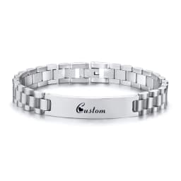 Personalized Engrave Photo Text Bracelet for Men Wristband Stainless Steel Bangle Engraving Color Printing Picture Couple Gifts
