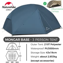 Naturehike Mongar 2 UL/PRO 1-2 Person Backpacking Tent Nylon Waterproof Ultralight Travel Trekking Shelter Tent with Footprint