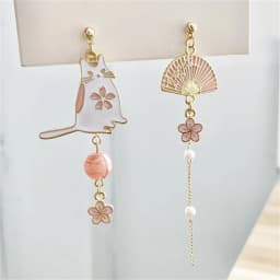 Chinese Style Folding Fan Birds Cloud Hanging Dangle Ethnic Earring Women Asymmetric Fish Cat Rabbit Bird Animal Drop Earrings