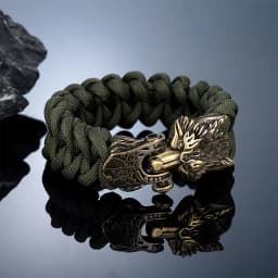 Vintage Vikings Wolf Survival Rope Bracelet for Men Bronze Stainless Steel Clasp Charm Norse Runes Handmade Male Women Jewelry