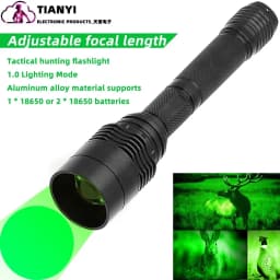 Green Light Flashlight, Single Mode Green Led Hunting Light, Zoomable Light for Hunting, Green Torch for Night Vision, Astronomy