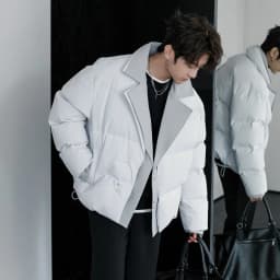 2026 Winter Fashion Solid Color Warm Parkas Men New Loose Cotton-padded Jackets Male Short Fake Two Piece Casual Coats C970