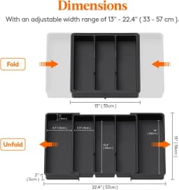 Kitchen Silverware Drawer Organizer Expandable Utensil Tray Adjustable for Spoons Forks Knives Flatware and Cutlery Organizer