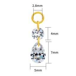Right Grand ASTM F136 Titanium Floating Teardrop Round CZ Helix Charm Dangle Pear Drop for Cartilage Conch Piercing Jewelry