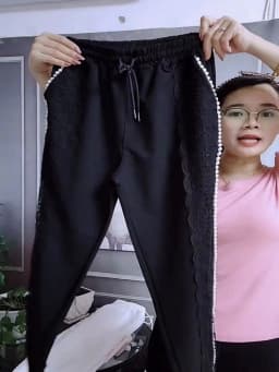 2023 Spring Summer New Beaded Ice Silk Quick-Drying Pants Women's Hollow Out Pants Leisure Ankle-Length Sports Pants