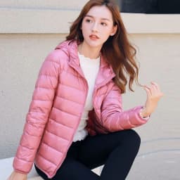 Women's Short Lightweight down Cotton Jacket Black Hooded Coat Autumn Winter Outerwear Large Size Comfortable Warm Coat