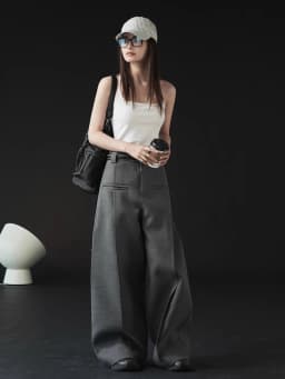 REDDACHiC Modern Women's Pleated Wide Leg Pants Plus Size Casual Slant Pocket Draped Long Suit Trousers Work Office Lady Bottoms