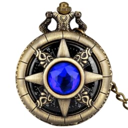 Hollow Sun Rhinestone Decorated Chic Bronze Quartz Pocket Watch Men Women Black Starry Roman Numerals Fob Chain Pendant Clock