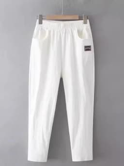 Slimming Straight Leg Cotton Linen Harem Pants Women's High Waist Summer Casual Trousers Pure Color Versatile Loose Fit Thin