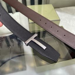 Double-Sided Leather Belt with Letter Buckle T-Shaped Men's Fashionable Genuine Leather Belt Stylish Men's Belt Workwear