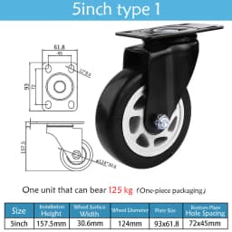 1.5-5 Inch Polyurethane Swivel Caster M6/M8-M12 Screw For Furniture Wheel Caster Wheels 360° Caster Wheel Industrial With Brake