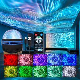 LED Starry Sky Galaxy Ocean Wave Projector Light Remote Control 7Modes Night Lamp USB Plug-in Auto Rotate for Room Ceiling Party