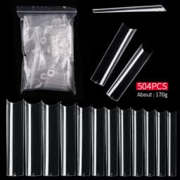 TFSCLOIN 504pcs/box XXL Straight Square Extra Long Acrylic Nail Tips Stiletto C Curve Half Cover Artificial False Tip Nails Tool